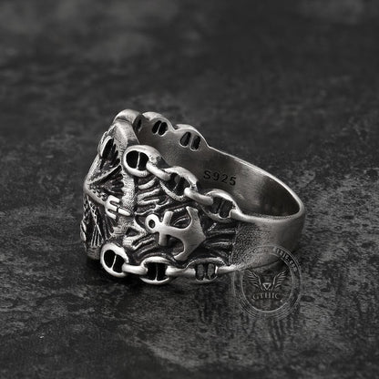 Northern Pirate Compass Sterling Silver Marine Ring