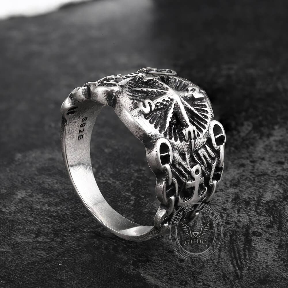 Northern Pirate Compass Sterling Silver Marine Ring