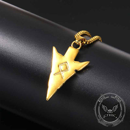 Odin Triangle Rune Stainless Steel Arrow Pendant