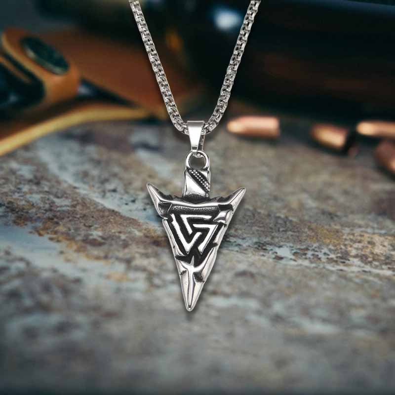 Odin Triangle Rune Stainless Steel Arrow Pendant
