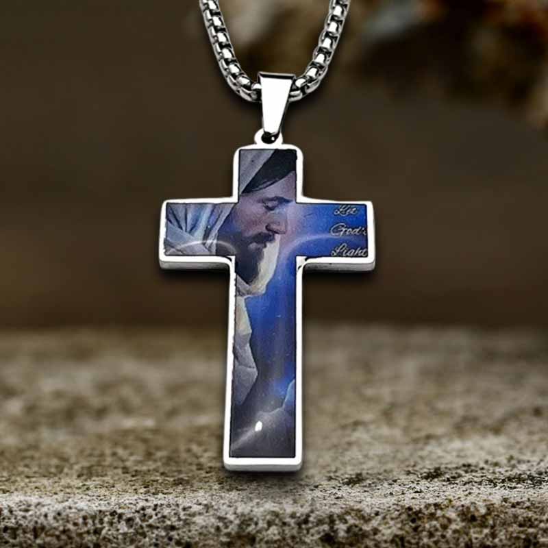 Painted Jesus Cross Stainless Steel Pendant