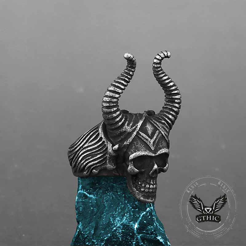 Satan Horn Stainless Steel Skull Ring