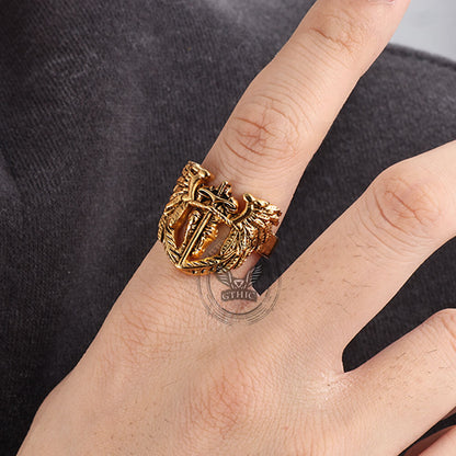 St. Michael Archangel Stainless Steel Hollow Ring