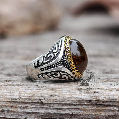 Tiger Eye Stainless Steel Gemstone Ring