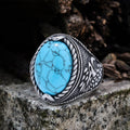 Turquoise Eagle Pattern Stainless Steel Ring