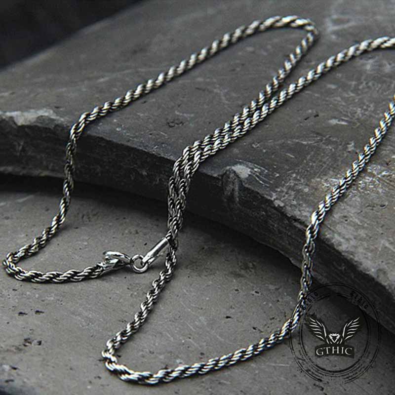 Twisted Cord Braided Sterling Silver Necklace