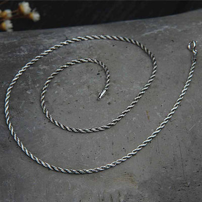 Twisted Cord Braided Sterling Silver Necklace