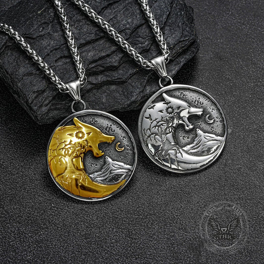 Viking Roaring Wolf Head Stainless Steel Pendant