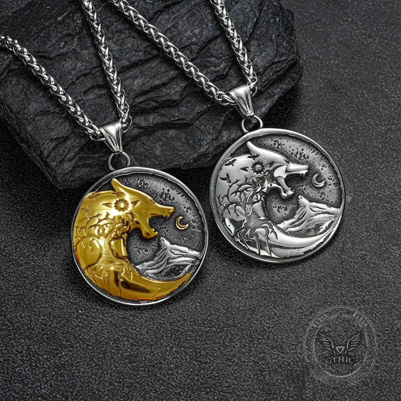 Viking Roaring Wolf Head Stainless Steel Pendant