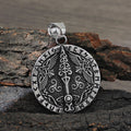Viking Rune Odin Raven Stainless Steel Pendant