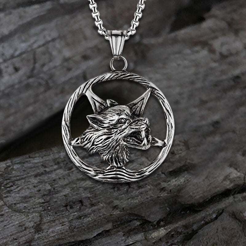 Viking Wolf Head Stainless Steel Pendant