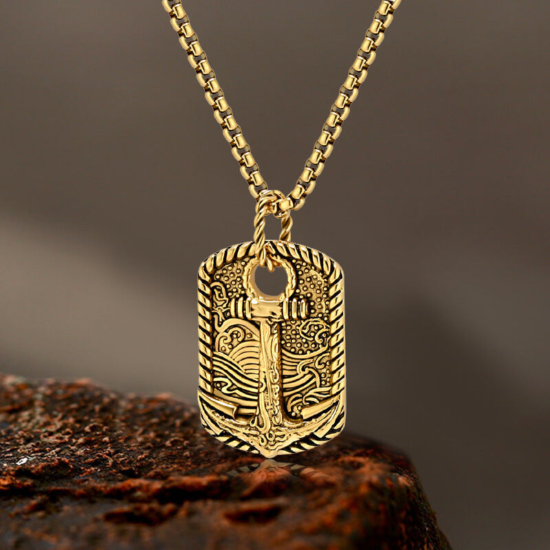 Wave Anchor Stainless Steel Pendant