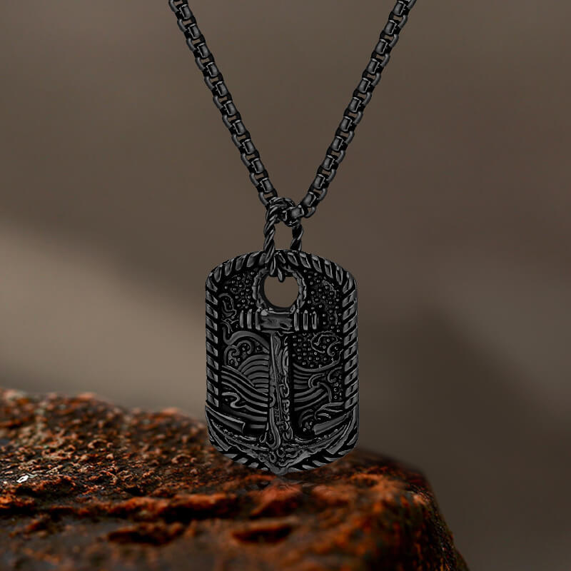 Wave Anchor Stainless Steel Pendant