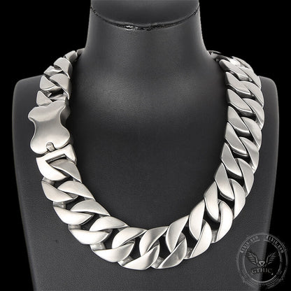 Wide Stainless Steel Cuban Link Necklace