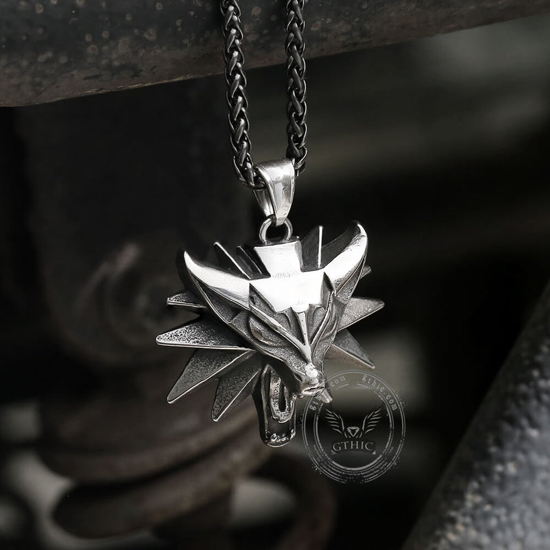 Wild Hunt Wolf Head Stainless Steel Pendant