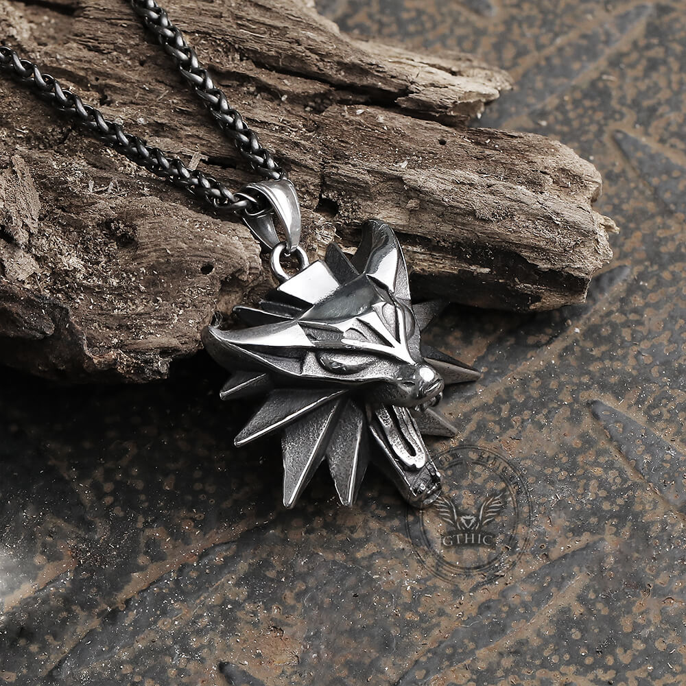 Wild Hunt Wolf Head Stainless Steel Pendant