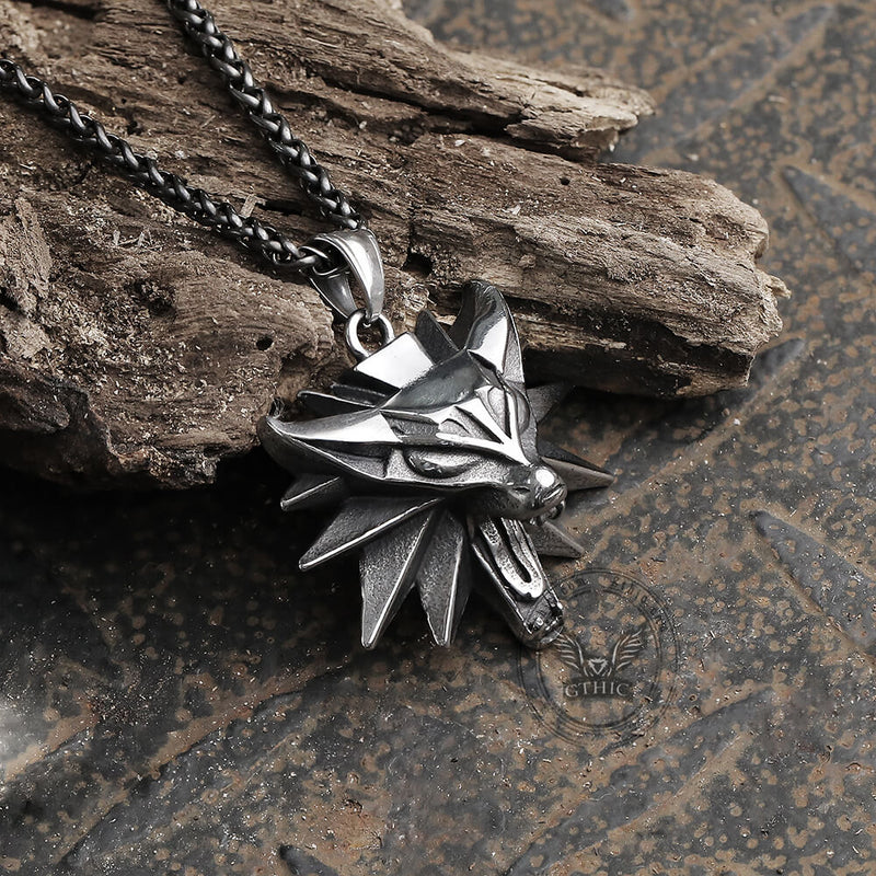 Wild Hunt Wolf Head Stainless Steel Pendant