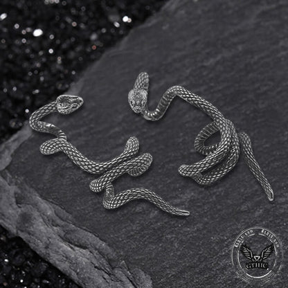 Winding Snake Stainless Steel Ear Cuffs