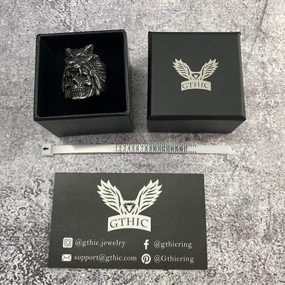 Wolf Head Stainless Steel Skull Ring