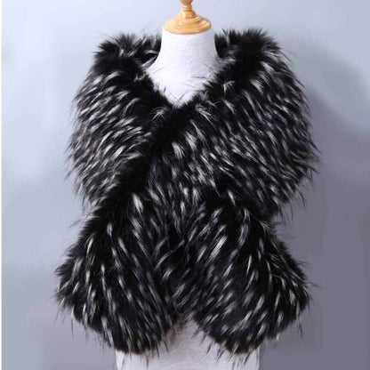 Faux Fur Evening Dress Plush Long Shawl