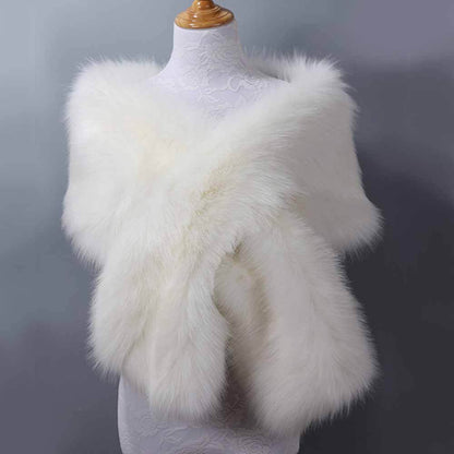 Faux Fur Evening Dress Plush Long Shawl