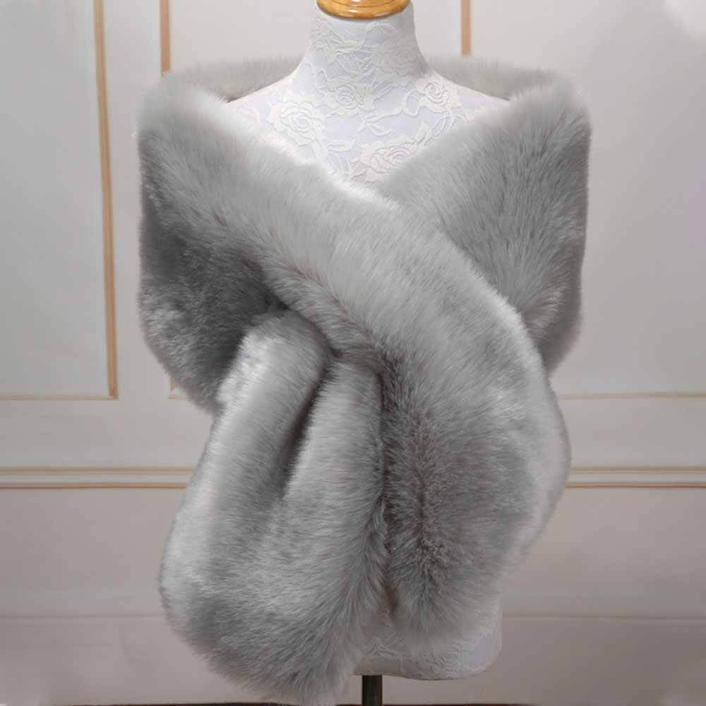 Faux Fur Evening Dress Plush Long Shawl