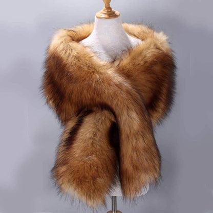 Faux Fur Evening Dress Plush Long Shawl