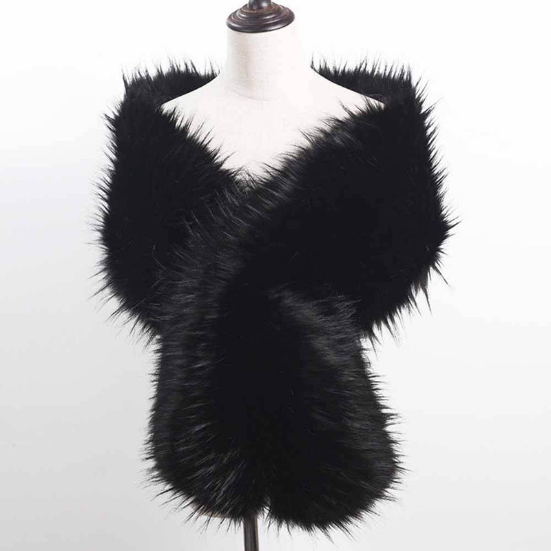 Faux Fur Evening Dress Plush Long Shawl